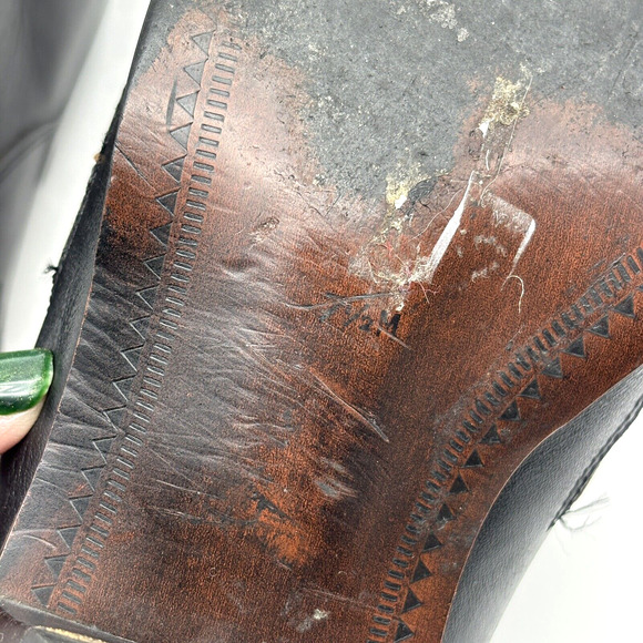 Vintage 80s Nine West Black Leather Reptile Inlay Point Toe Ankle Booties 7.5M - Picture 16 of 16